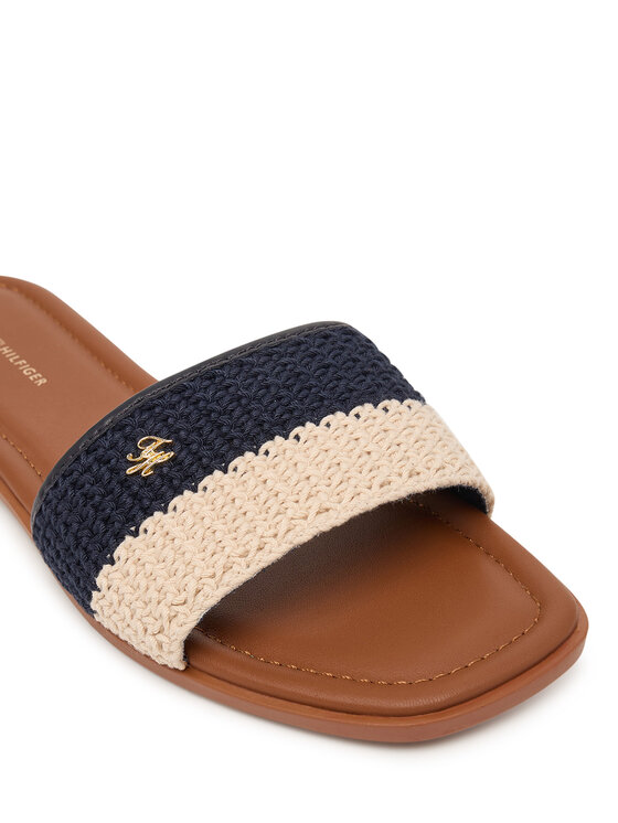 Tommy Hilfiger Tommy Hilfiger Šlepetės Flat Mule Crochet FW0FW09513 Tamsiai mėlyna