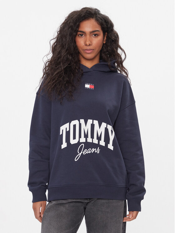 Tommy Jeans Džemperis ar kapuci New Varsity DW0DW16399 Tumši zils Oversize