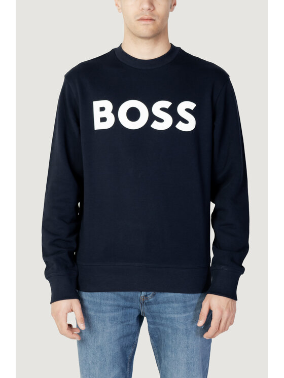 Boss Bluza JERSEY WE BASIC CREW Niebieski Basic Fit Modivo.pl