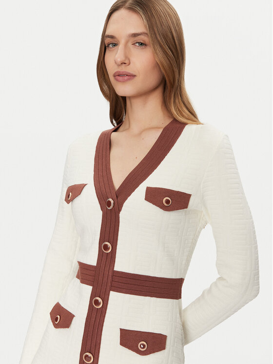 Fracomina Fracomina Rochie tricotată FS24WD5002K524F8 Alb Slim Fit