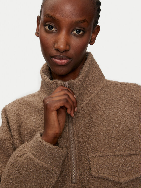 Athlecia Athlecia Μπλούζα Florrie W Sherpa Half zip EA243308 Καφέ Regular Fit