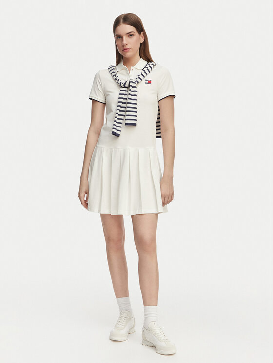 Tommy Jeans Tommy Jeans Vsakodnevna obleka Tommy Badge DW0DW22328 Bela Relaxed Fit