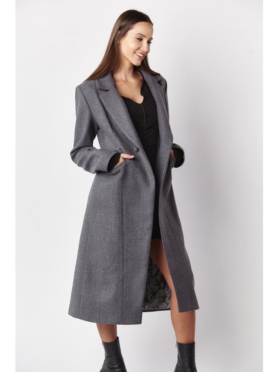 MANDRAGORA MANDRAGORA Cappotto di lana ekstrawagancki szary Grigio Over Fit