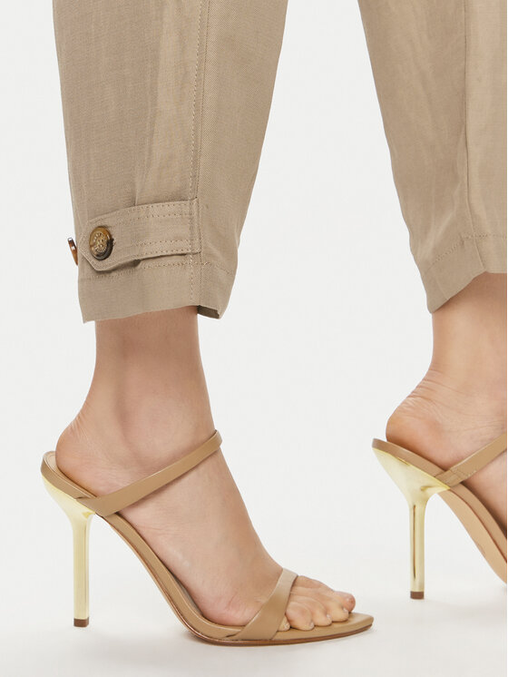 Marella Marella Medžiaginės kelnės Giada 2413131045 Smėlio Relaxed Fit