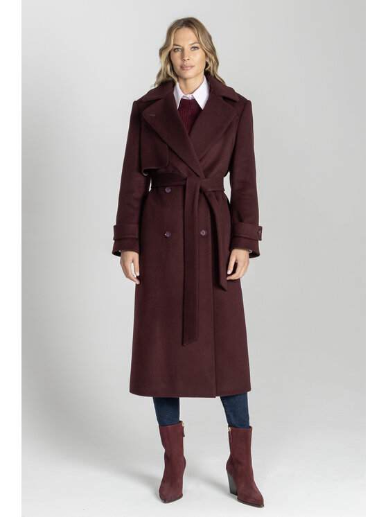 Deni Cler Milano Deni Cler Milano Płaszcz W-DC-8051-E5-G7-39-1 Bordowy Regular Fit