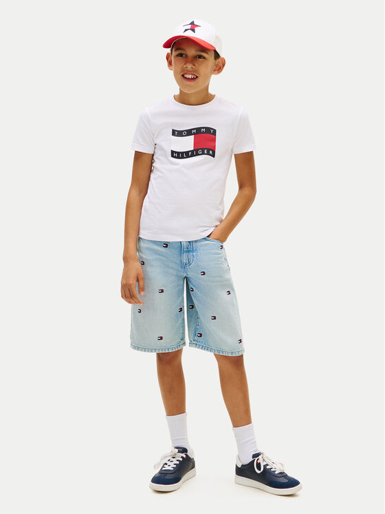 Tommy Hilfiger Tommy Hilfiger T-särk Wavy Flag KB0KB10275 Valge Regular Fit