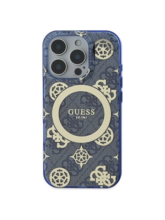 Guess Guess Etui na telefon IML Peony On 4G Background Niebieski
