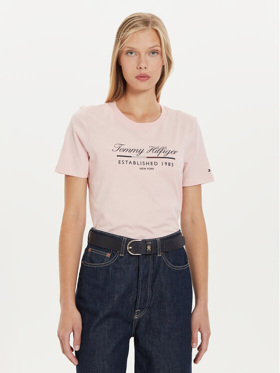 Tommy Hilfiger Tommy Hilfiger Тишърт Script Graphic WW0WW43502 Розов Regular Fit