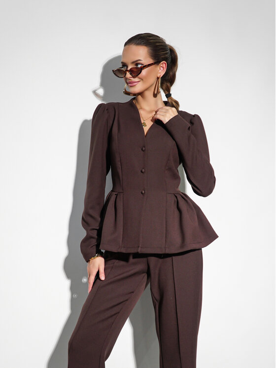 LilaLou LilaLou Marynarka Elise Brązowy Regular Fit