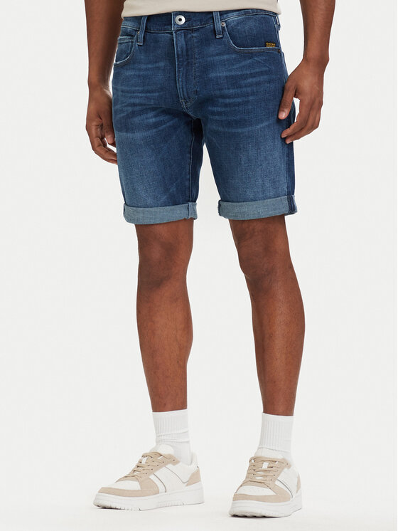 G-Star Raw Szorty jeansowe 3301 D10481-C051 Niebieski Slim Fit