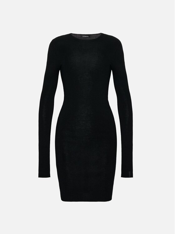 La Mania La Mania Sukienka dzianinowa POLLY Czarny Basic Fit