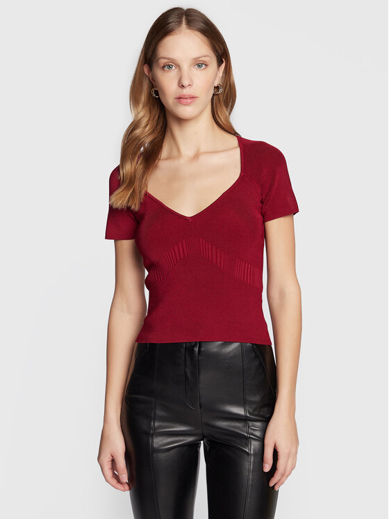Guess Bluză Alcosta W2BR65 Z2XY0 Vișiniu Slim Fit