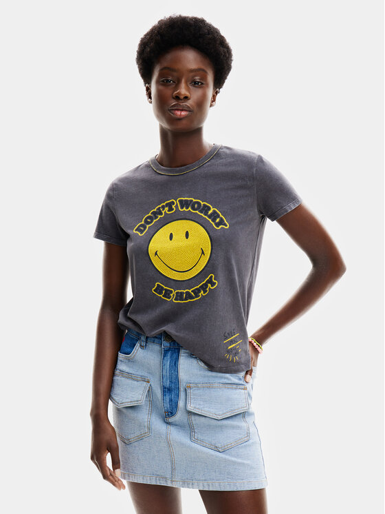 T-Shirt Bambina Desigual Blackpool - Grigio, Taglia 5/6, Stile Colorato E Giovane