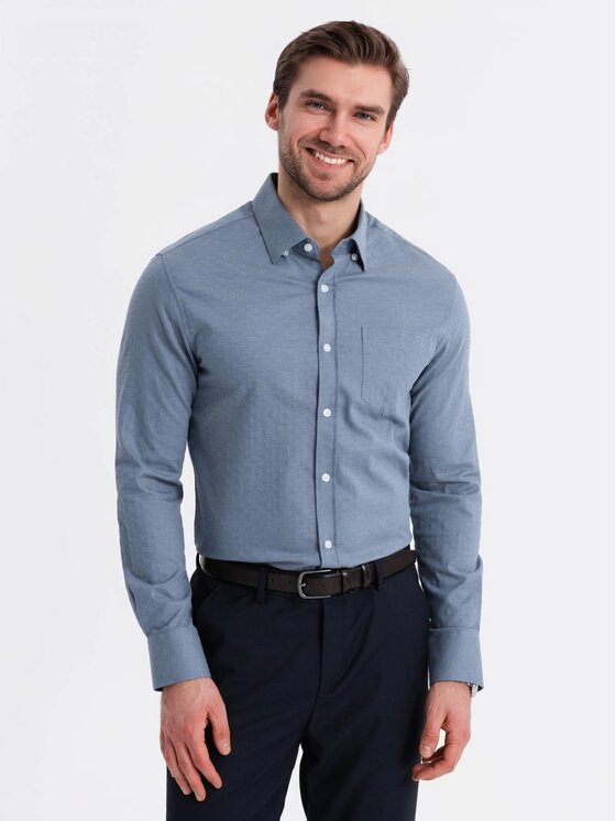 Ombre Ombre Koszula OM-SHCS-0174 Niebieski Regular Fit