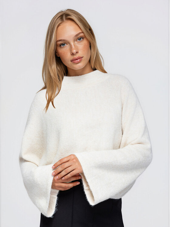 Ombre Ombre Svetr OW-SW-E0063 Světle béžová Relaxed Fit