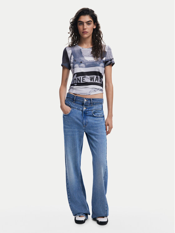 Desigual Desigual Tricou Potomac 25SWTKA0 Gri Slim Fit