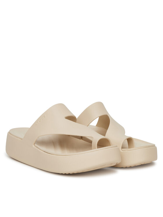Crocs Crocs Šlepetės per pirštą Getaway Platform Toe Loop 210834 Smėlio