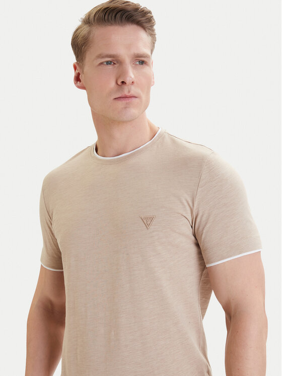 Guess Guess T-Shirt F6GI06 K6XN4 Béžová Slim Fit