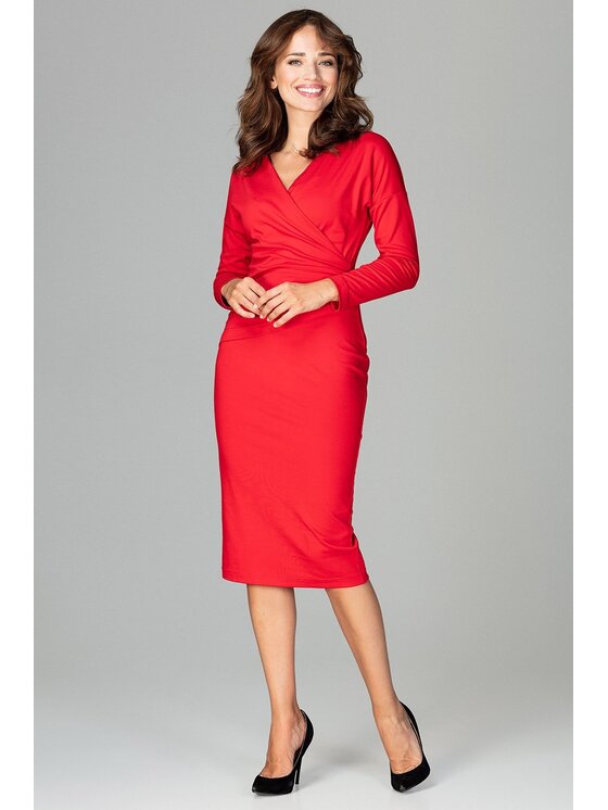 Lenitif Lenitif Šaty K477 Červená Slim Fit