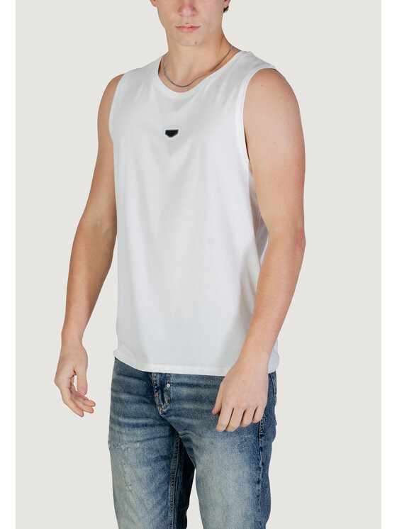 Antony Morato Antony Morato Smanicato REGULAR FIT WITH METAL RUBBER PLATE ON FRONT Bianco Regular Fit