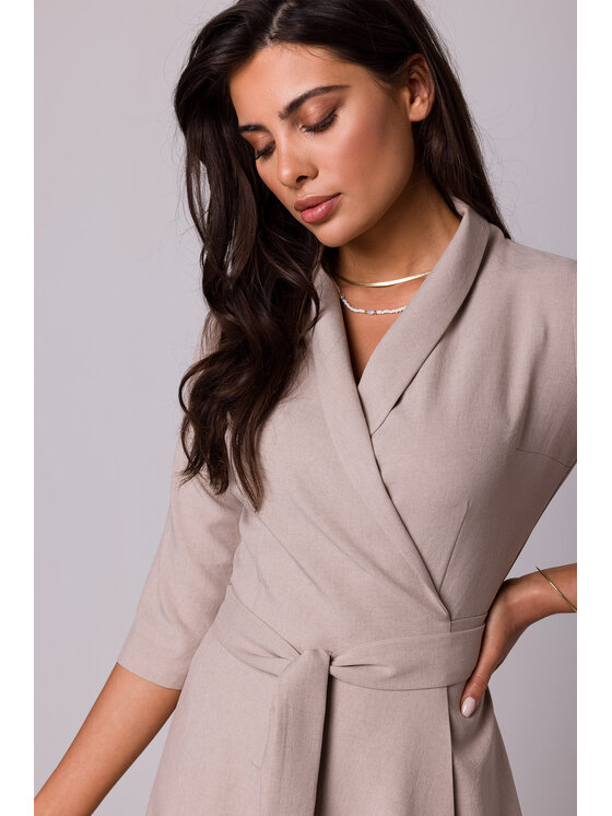 BeWear BeWear Sukienka codzienna B255 Beżowy Regular Fit
