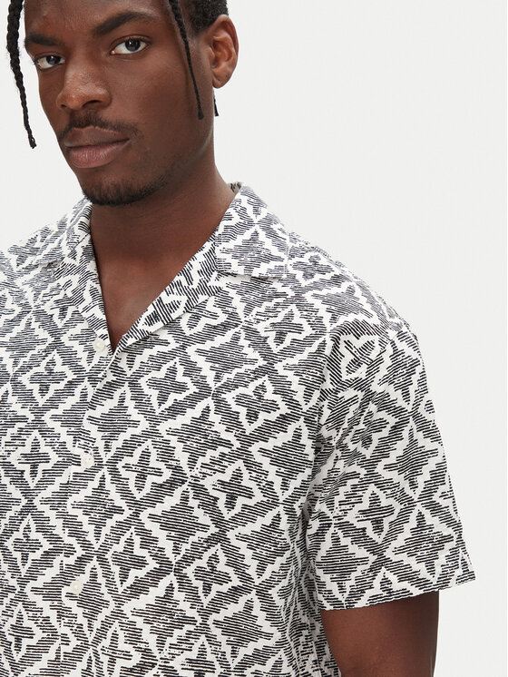 Jack & Jones Jack & Jones Set cămașă și șorturi din material textil Seersucker 12284648 Gri Relaxed Fit