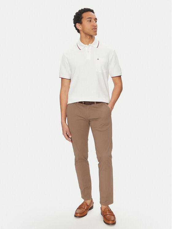 Tommy Hilfiger Tommy Hilfiger Тениска с яка и копчета MW0MW38457 Бял Classic Fit