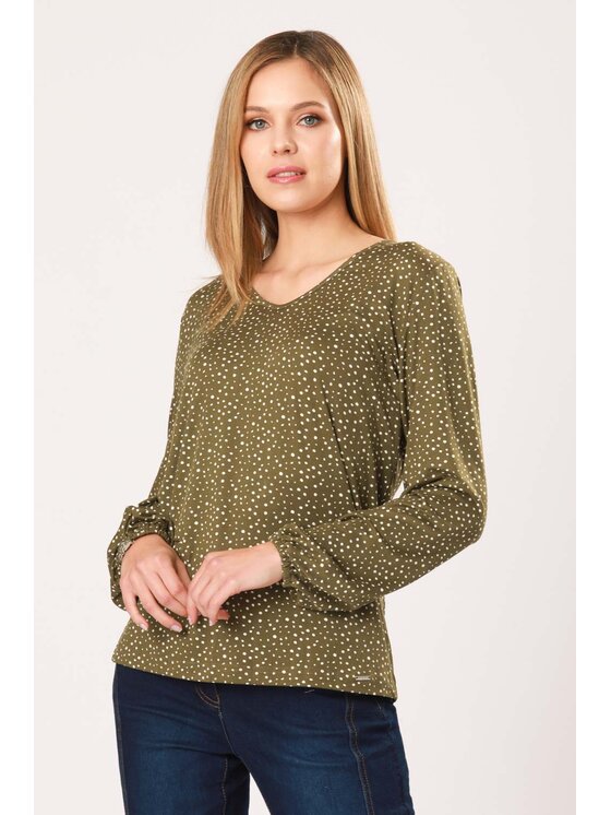 QUIOSQUE QUIOSQUE Bluzka GROCH BLOUSE Zielony Regular Fit