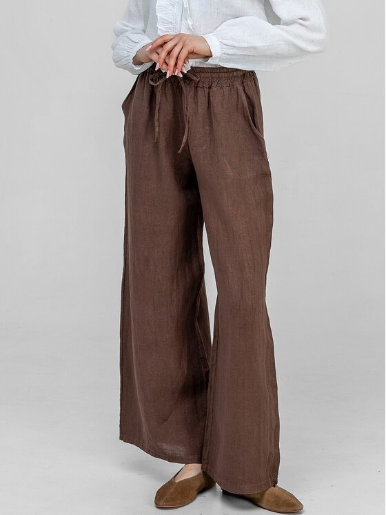 Perso Perso Spodnie materiałowe PTE267299F Brązowy Wide Leg