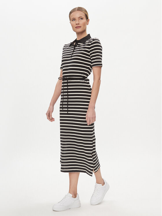 Tommy Hilfiger Tommy Hilfiger Vsakodnevna obleka Reg Breton Midi Polo Dress Ss WW0WW42030 Črna Regular Fit