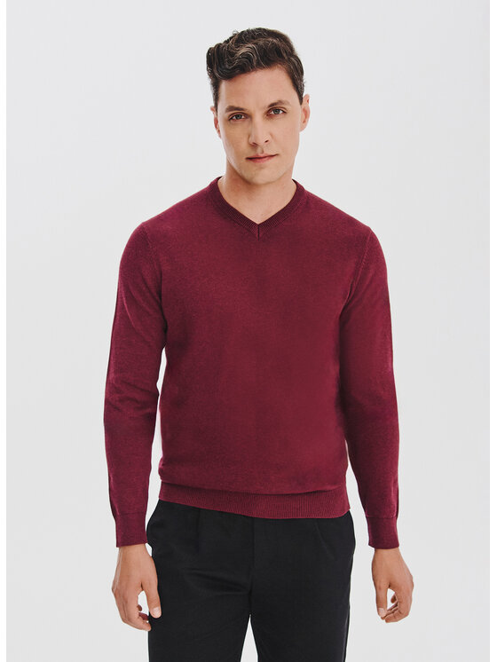 Pako Lorente Pako Lorente Sweter P25WB-2X-027 Bordowy Classic Fit