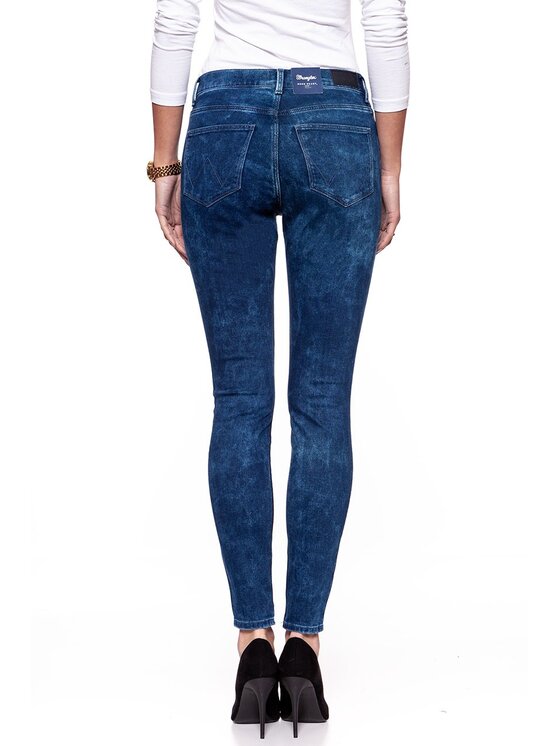 Wrangler Wrangler Jeansy HIGH RISE SKINNY Niebieski Skinny Fit