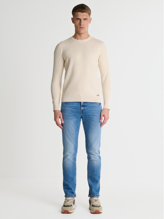 BIG STAR BIG STAR Sweter REYLON Kremowy Basic Fit