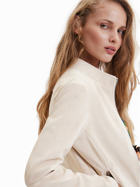 Desigual Desigual Jakna od imitacije kože Detroit 23SWEW02 Écru Regular Fit