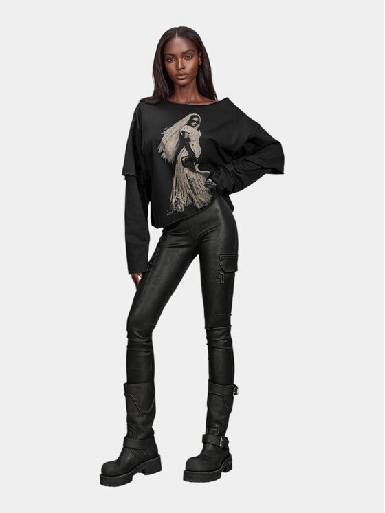 MADE BY SOCIETY MADE BY SOCIETY T-Shirt Le Temps - T27903 Czarny Basic Fit