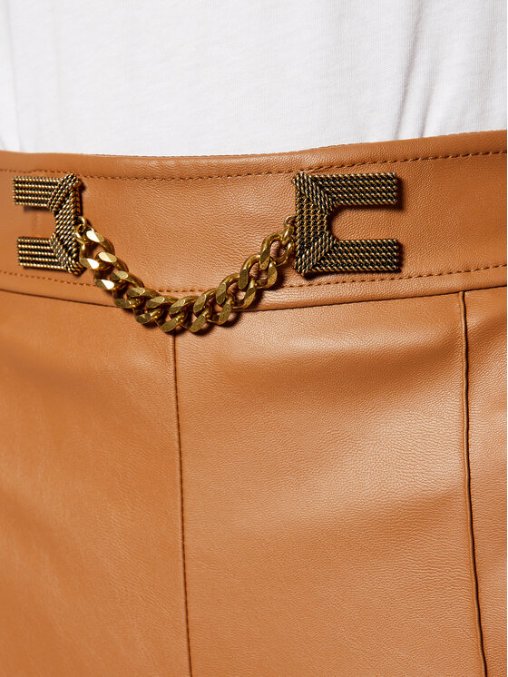 Elisabetta Franchi Elisabetta Franchi Nohavice z imitácie kože PA-355-06E2-V329 Hnedá Slim Fit