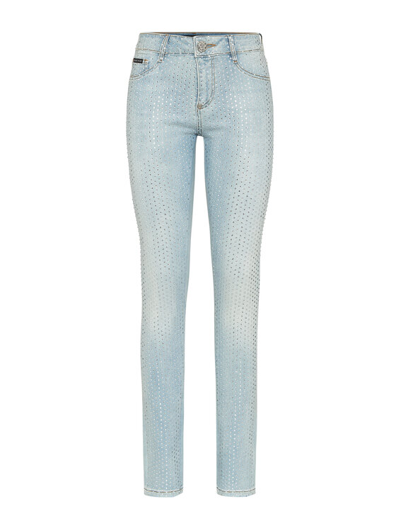 PHILIPP PLEIN PHILIPP PLEIN Jegginsy 21707 Niebieski jasny Jegging Fit