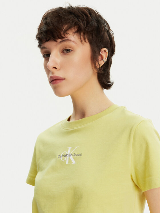 Calvin Klein Jeans Calvin Klein Jeans Marškinėliai Monologo J20J223113 Geltona Slim Fit