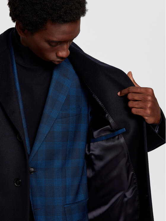 BOSS Boss Płaszcz wełniany Nye2 50438689 Granatowy Regular Fit