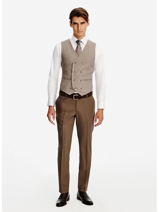 Pako Lorente Pako Lorente Kamizelka garniturowa P26SF-8X-010 Brązowy Slim Fit