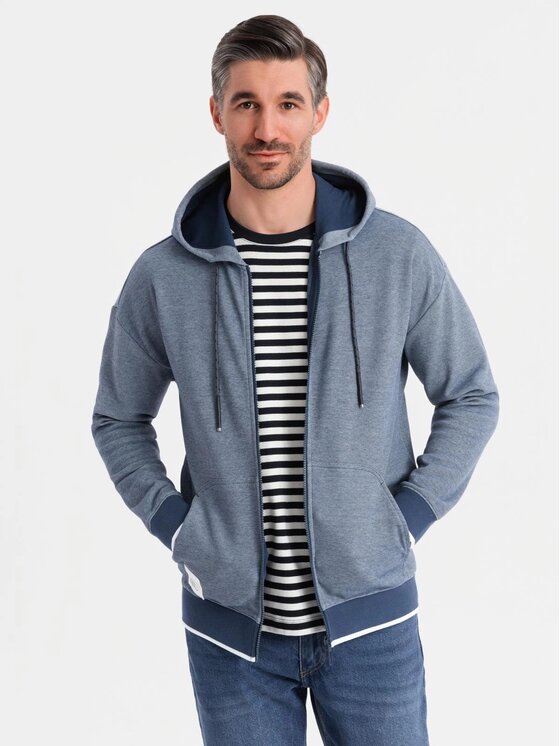 Ombre Ombre Mikina OM-SSZP-0191 Tmavomodrá Regular Fit