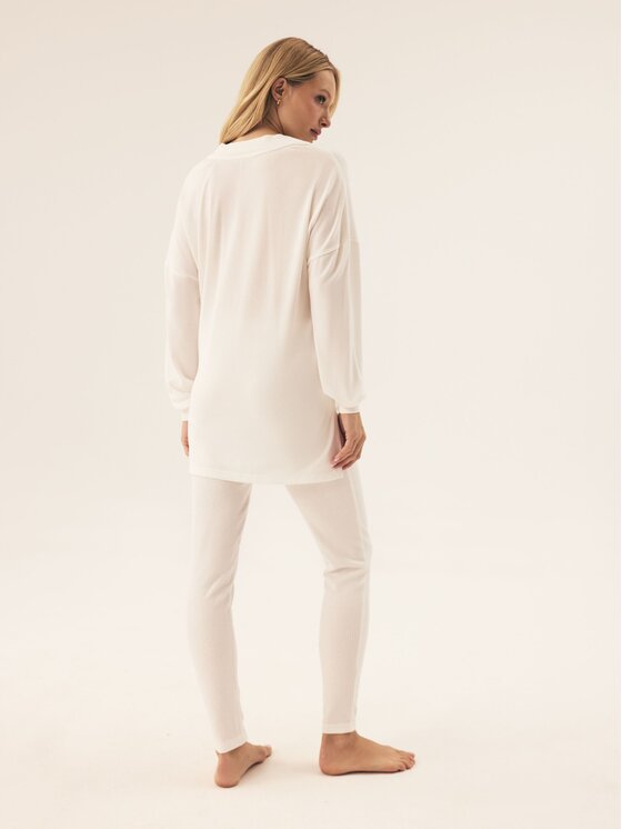 Esotiq Esotiq Komplet bluza i legginsy 42411 Biały Loose Fit