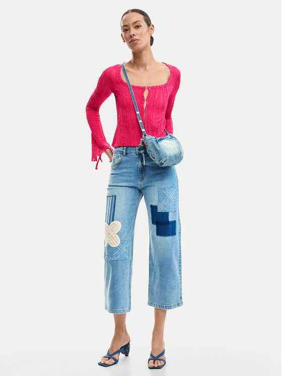 Desigual Desigual Blugi Patch Crochet 26SWDD24 Colorat Straight Fit