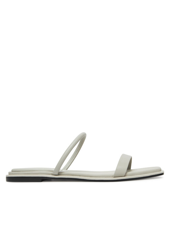 Calvin Klein Calvin Klein Şlapi Flat Sandal Squared 2-Bar Lth HW0HW02532 Écru