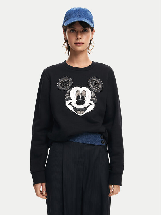 Desigual Mikina Mickey Yeah! 24WWSK10 Čierna Regular Fit