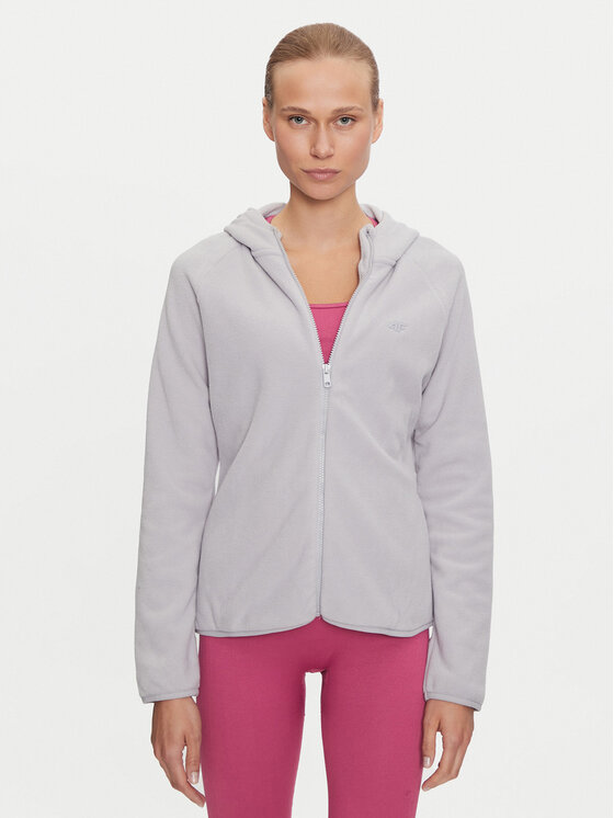 4F Fleecová mikina 4FWMM00TFLEF291 Sivá Regular Fit
