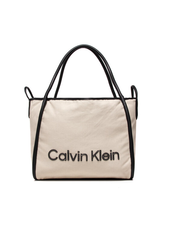 Calvin Klein Geantă Calvin Resort Carry All Bag Cnvs K60K609405 Bej La Reducere si Transport Gratuit Femei 2023-09-28 3