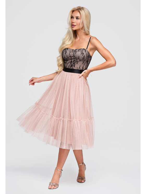 Ombre Ombre Sukienka wieczorowa LA-OM-DLR397 Beżowy Slim Fit