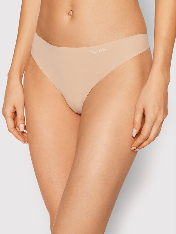 Calvin Klein Underwear Stringové nohavičky 0000D3428E Béžová