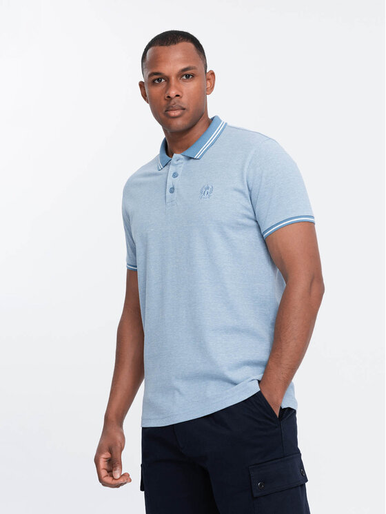 Ombre Ombre Polokošile OM-POSS-0109 Modrá Regular Fit